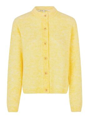 Second Female Wool Brook Knit Plain Cardigan Sweater Soft Cozy Butter Yellow